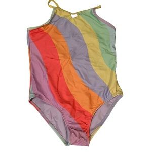 Wondernation Pastel Rainbow Color Swimsuit Kids Size L (10/12)
